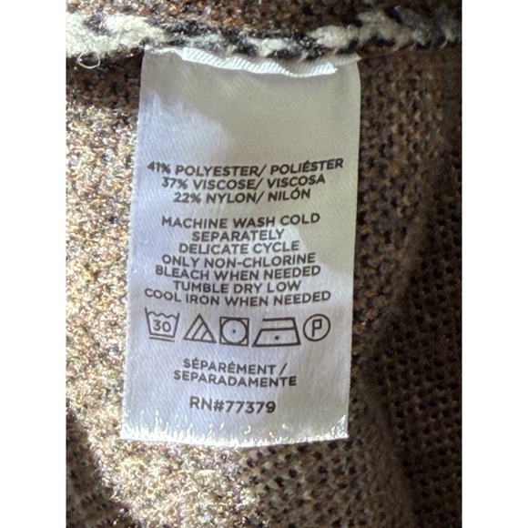 Ann Taylor Cardigan Sweater XL Black White Check Pattern Button Front EUC - Picture 4 of 4